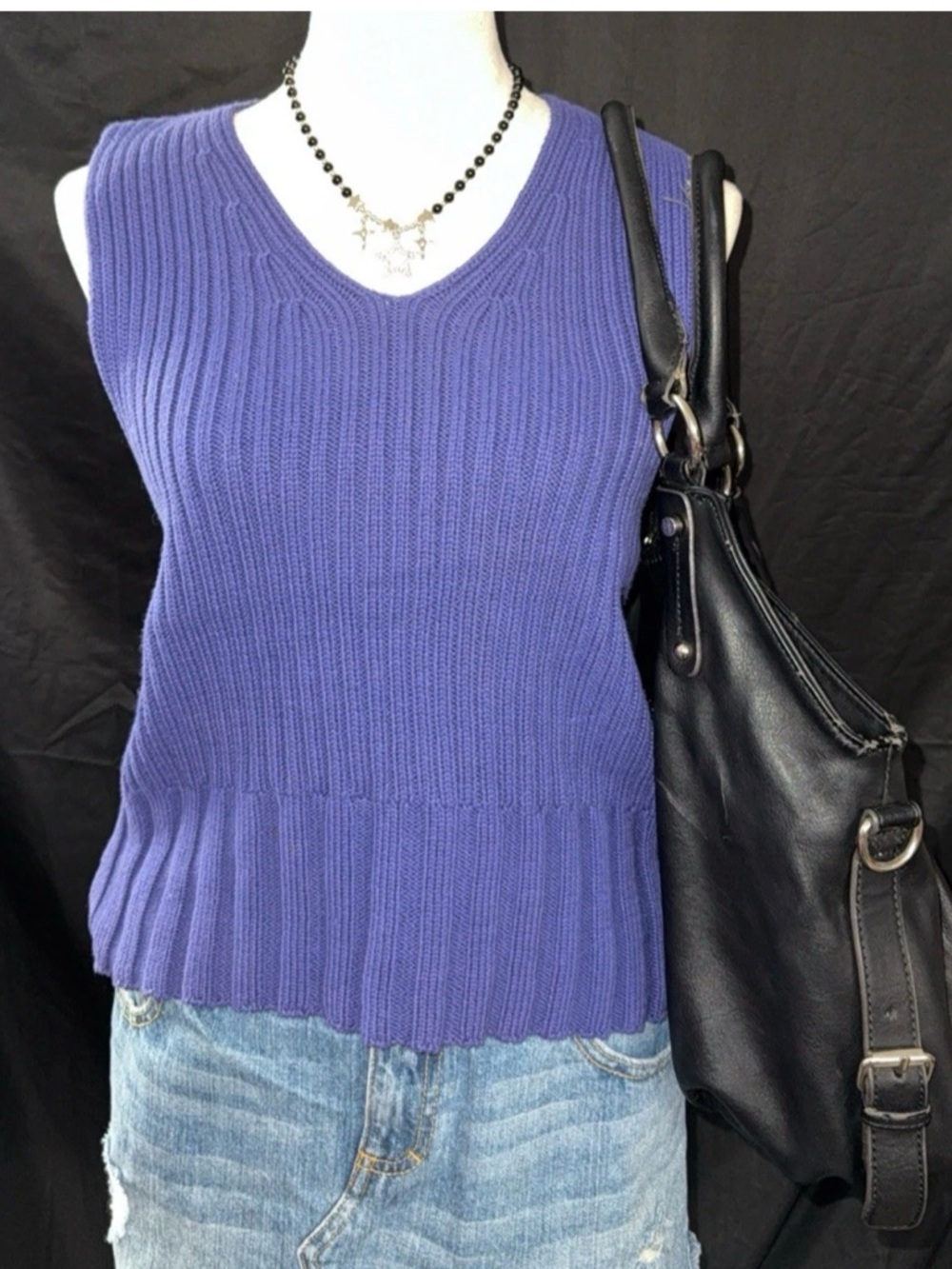 Hunt Club Ribbed V-Neck Sleeveless Tank - Purple